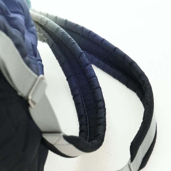 CHANEL Doudone Backpack Nylon Blue Silver CC Auth mr2366SAM