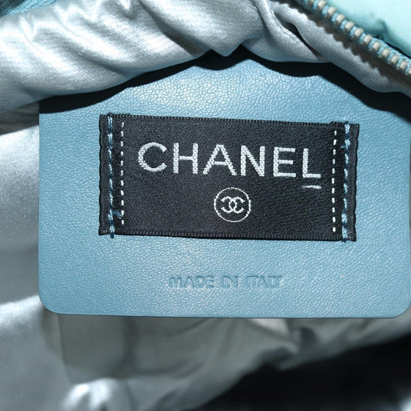 CHANEL Doudone Backpack Nylon Blue Silver CC Auth mr2366SAM