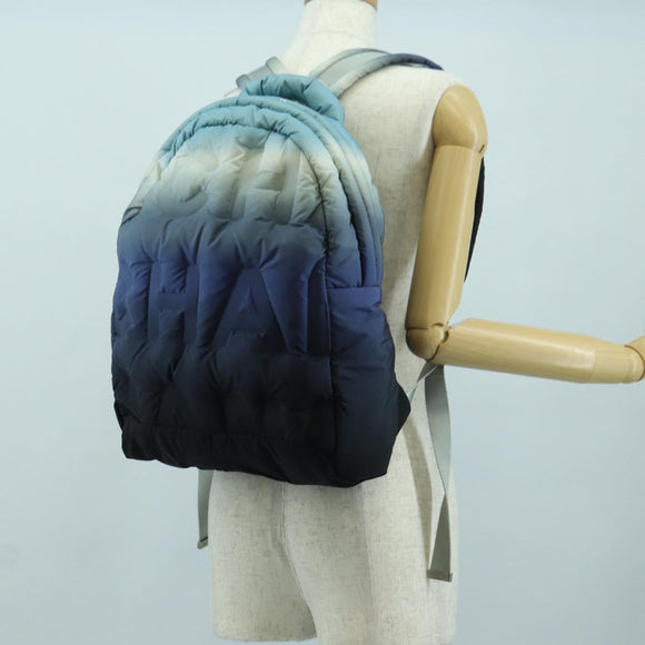 CHANEL Doudone Backpack Nylon Blue Silver CC Auth mr2366SAM