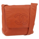 CHANEL Shoulder Bag Lamb Skin Orange CC Auth mr2369-1