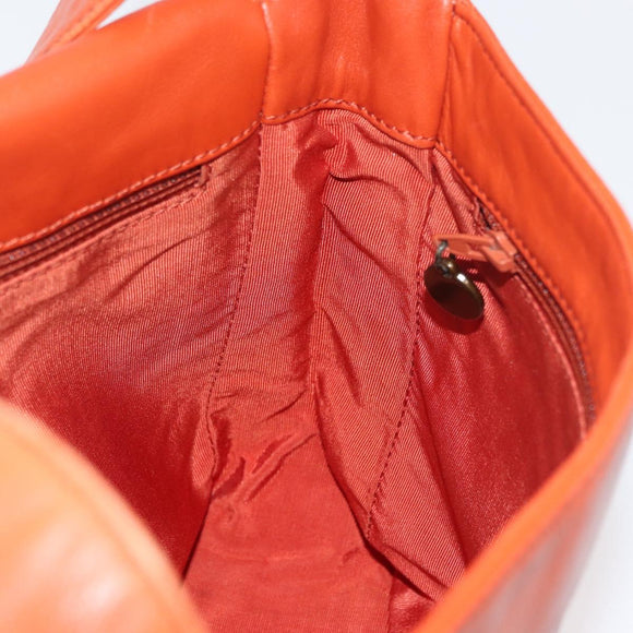 CHANEL Shoulder Bag Lamb Skin Orange CC Auth mr2369