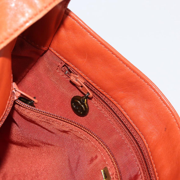 CHANEL Shoulder Bag Lamb Skin Orange CC Auth mr2369