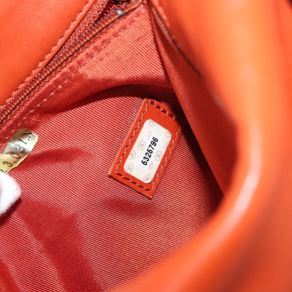 CHANEL Shoulder Bag Lamb Skin Orange CC Auth mr2369