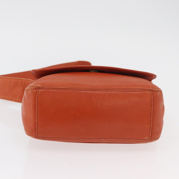 CHANEL Shoulder Bag Lamb Skin Orange CC Auth mr2369