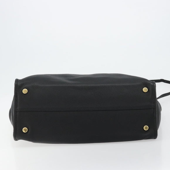 GUCCI Tote Bag Leather 2way Black Gold 674837 Auth mr2372V