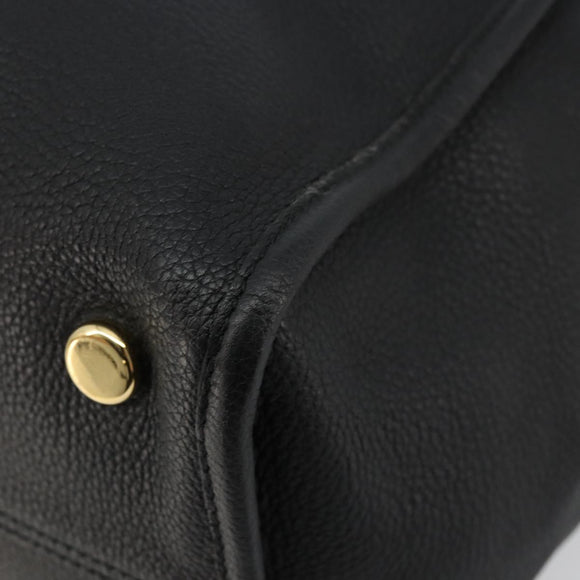 GUCCI Tote Bag Leather 2way Black Gold 674837 Auth mr2372V