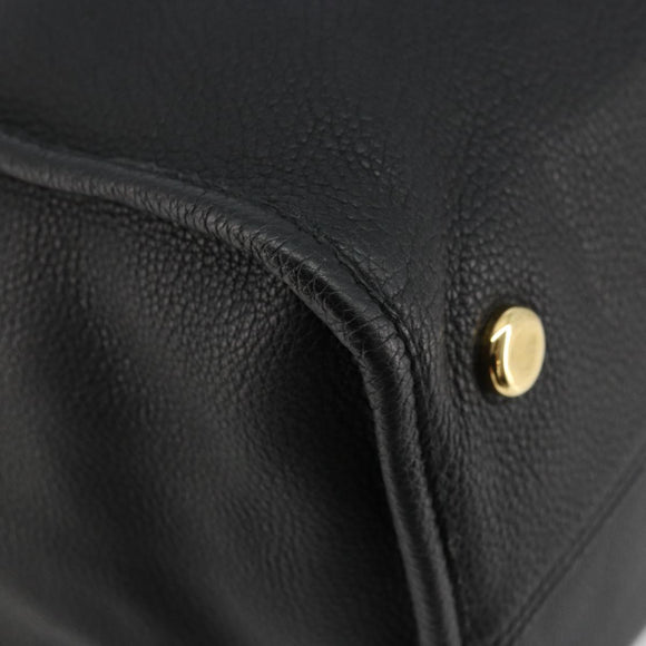 GUCCI Tote Bag Leather 2way Black Gold 674837 Auth mr2372V