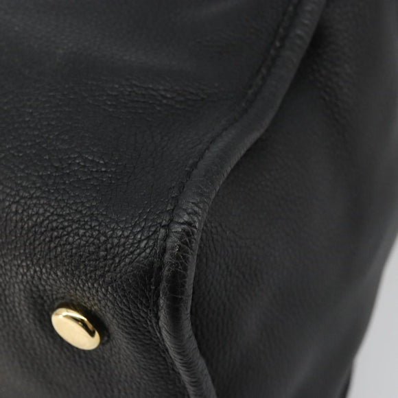 GUCCI Tote Bag Leather 2way Black Gold 674837 Auth mr2372V