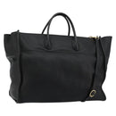 GUCCI Tote Bag Leather 2way Black Gold 674837 Auth mr2372V-1