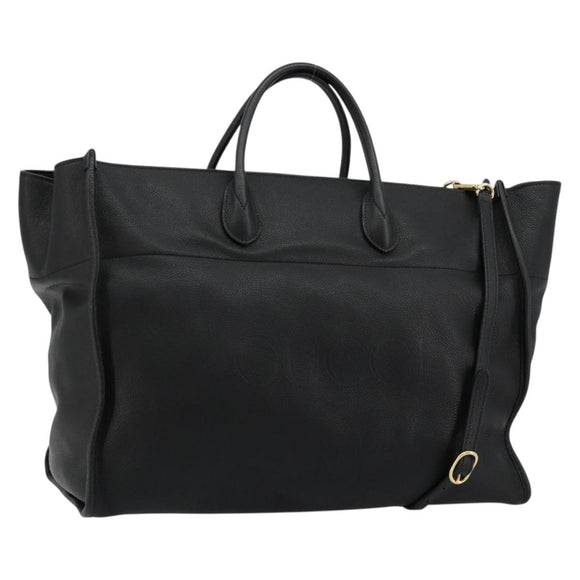 GUCCI Tote Bag Leather 2way Black Gold 674837 Auth mr2372V