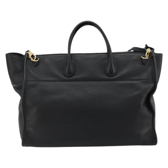 GUCCI Tote Bag Leather 2way Black Gold 674837 Auth mr2372V