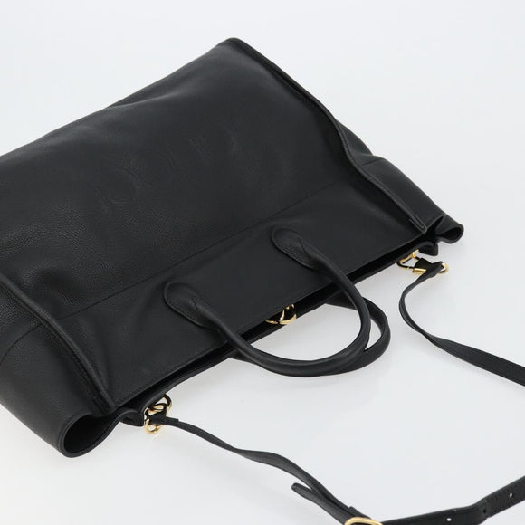 GUCCI Tote Bag Leather 2way Black Gold 674837 Auth mr2372V