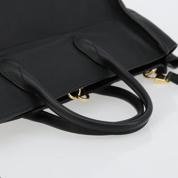 GUCCI Tote Bag Leather 2way Black Gold 674837 Auth mr2372V