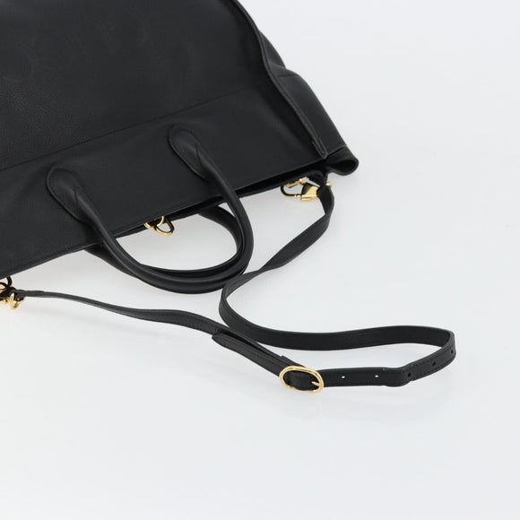 GUCCI Tote Bag Leather 2way Black Gold 674837 Auth mr2372V