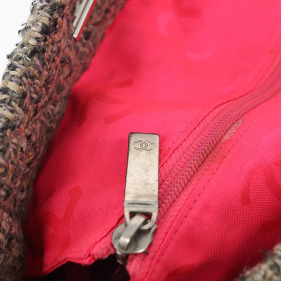 CHANEL Cambon Line Tote Bag Tweed Grau Silber CC Auth mr2380A