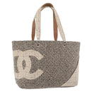 CHANEL Cambon Line Tote Bag Tweed Grau Silber CC Auth mr2380A-1