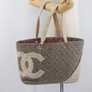 CHANEL Cambon Line Tote Bag Tweed Grau Silber CC Auth mr2380A-25
