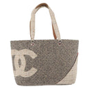 CHANEL Cambon Line Tote Bag Tweed Grau Silber CC Auth mr2380A-13