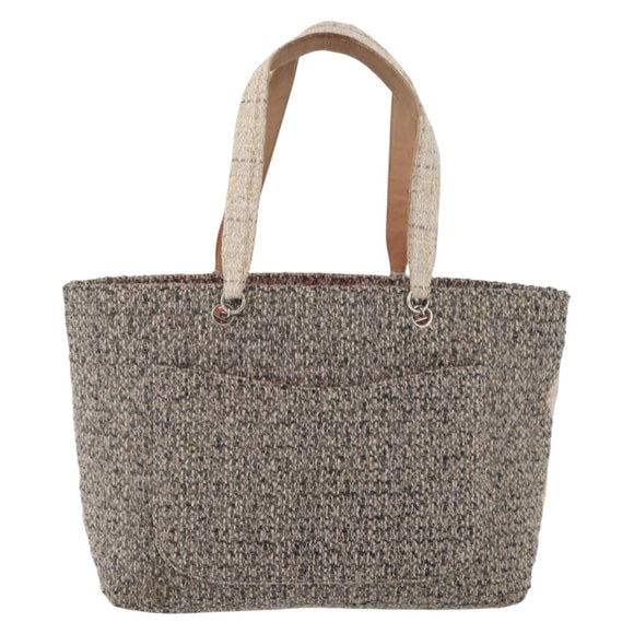 CHANEL Cambon Line Tote Bag Tweed Grau Silber CC Auth mr2380A