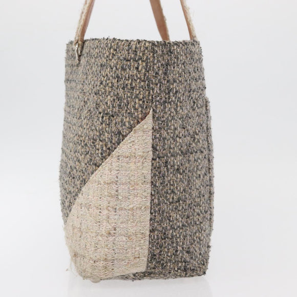 CHANEL Cambon Line Tote Bag Tweed Grau Silber CC Auth mr2380A