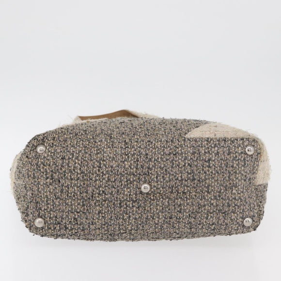 CHANEL Cambon Line Tote Bag Tweed Grau Silber CC Auth mr2380A