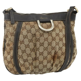 GUCCI GG Canvas Shoulder Bag Beige Gold 203257 Auth mr2384