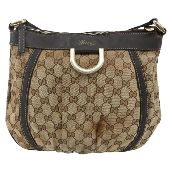 GUCCI GG Canvas Shoulder Bag Beige Gold 203257 Auth mr2384