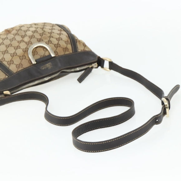 GUCCI GG Canvas Shoulder Bag Beige Gold 203257 Auth mr2384