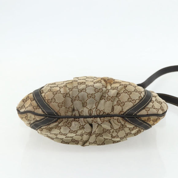 GUCCI GG Canvas Shoulder Bag Beige Gold 203257 Auth mr2384