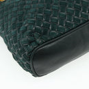 BALLY Quilted Chain Shoulder Bag Leather Green Gold Auth mr2387-14