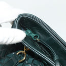 BALLY Quilted Chain Shoulder Bag Leather Green Gold Auth mr2387-10