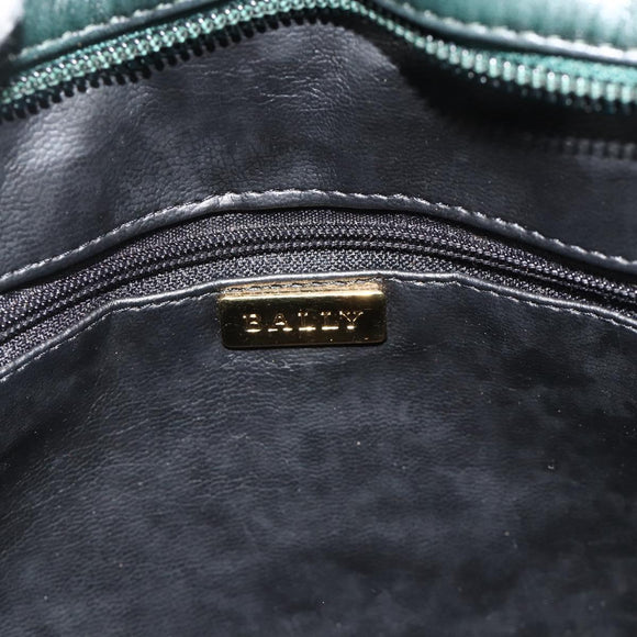 BALLY Quilted Chain Shoulder Bag Leather Green Gold Auth mr2387