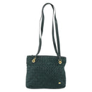 BALLY Quilted Chain Shoulder Bag Leather Green Gold Auth mr2387-13