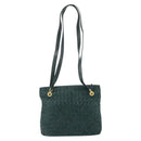 BALLY Quilted Chain Shoulder Bag Leather Green Gold Auth mr2387-2