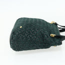 BALLY Quilted Chain Shoulder Bag Leather Green Gold Auth mr2387-4