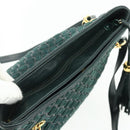 BALLY Quilted Chain Shoulder Bag Leather Green Gold Auth mr2387-6