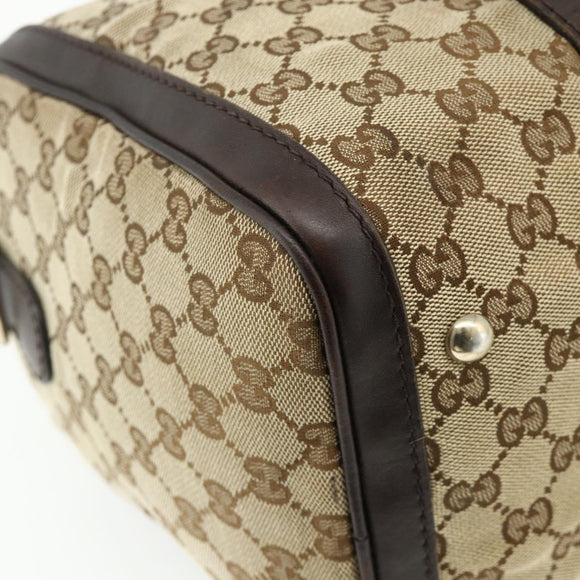 GUCCI GG Canvas Web Sherry Line Boston Bag Beige Gold Red 247205 Auth mr2388