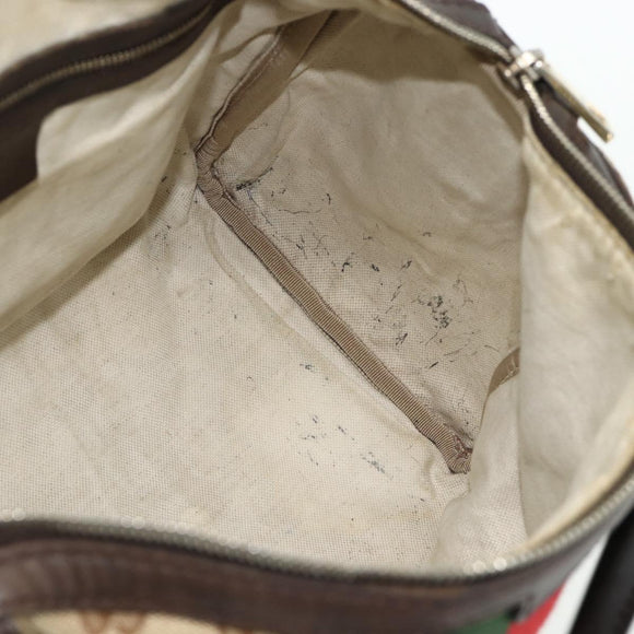 GUCCI GG Canvas Web Sherry Line Boston Bag Beige Gold Red 247205 Auth mr2388