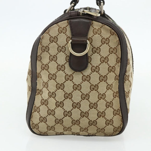GUCCI GG Canvas Web Sherry Line Boston Bag Beige Gold Red 247205 Auth mr2388