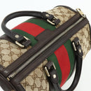 GUCCI GG Canvas Web Sherry Line Boston Bag Beige Gold Red 247205 Auth mr2388-6