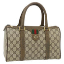 GUCCI GG Supreme Web Sherry Line Boston Bag PVC Beige Gold Auth mr2389-1