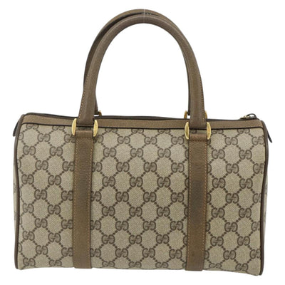 GUCCI GG Supreme Web Sherry Line Boston Bag PVC Beige Gold Auth mr2389 - 0