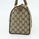 GUCCI GG Supreme Web Sherry Line Boston Bag PVC Beige Gold Auth mr2389-4