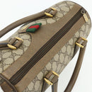GUCCI GG Supreme Web Sherry Line Boston Bag PVC Beige Gold Auth mr2389-6