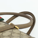 GUCCI GG Supreme Web Sherry Line Boston Bag PVC Beige Gold Auth mr2389-8