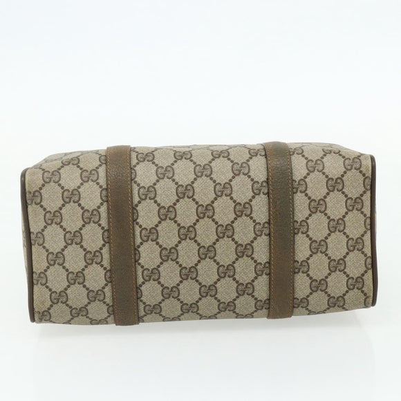 GUCCI GG Supreme Web Sherry Line Boston Bag PVC Beige Gold Auth mr2389