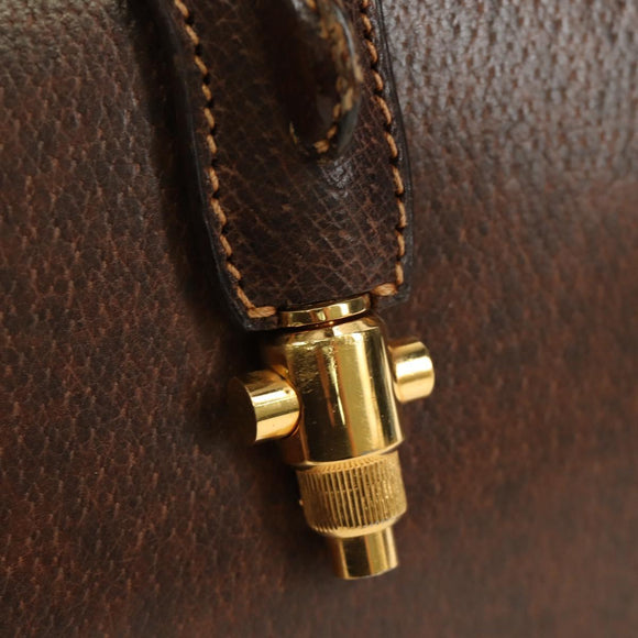 GUCCI Hand Bag Leather Brown Gold Auth mr2390