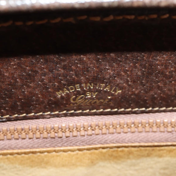 GUCCI Hand Bag Leather Brown Gold Auth mr2390