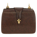 GUCCI Hand Bag Leather Brown Gold Auth mr2390-13