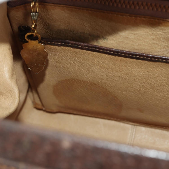 GUCCI Hand Bag Leather Brown Gold Auth mr2390
